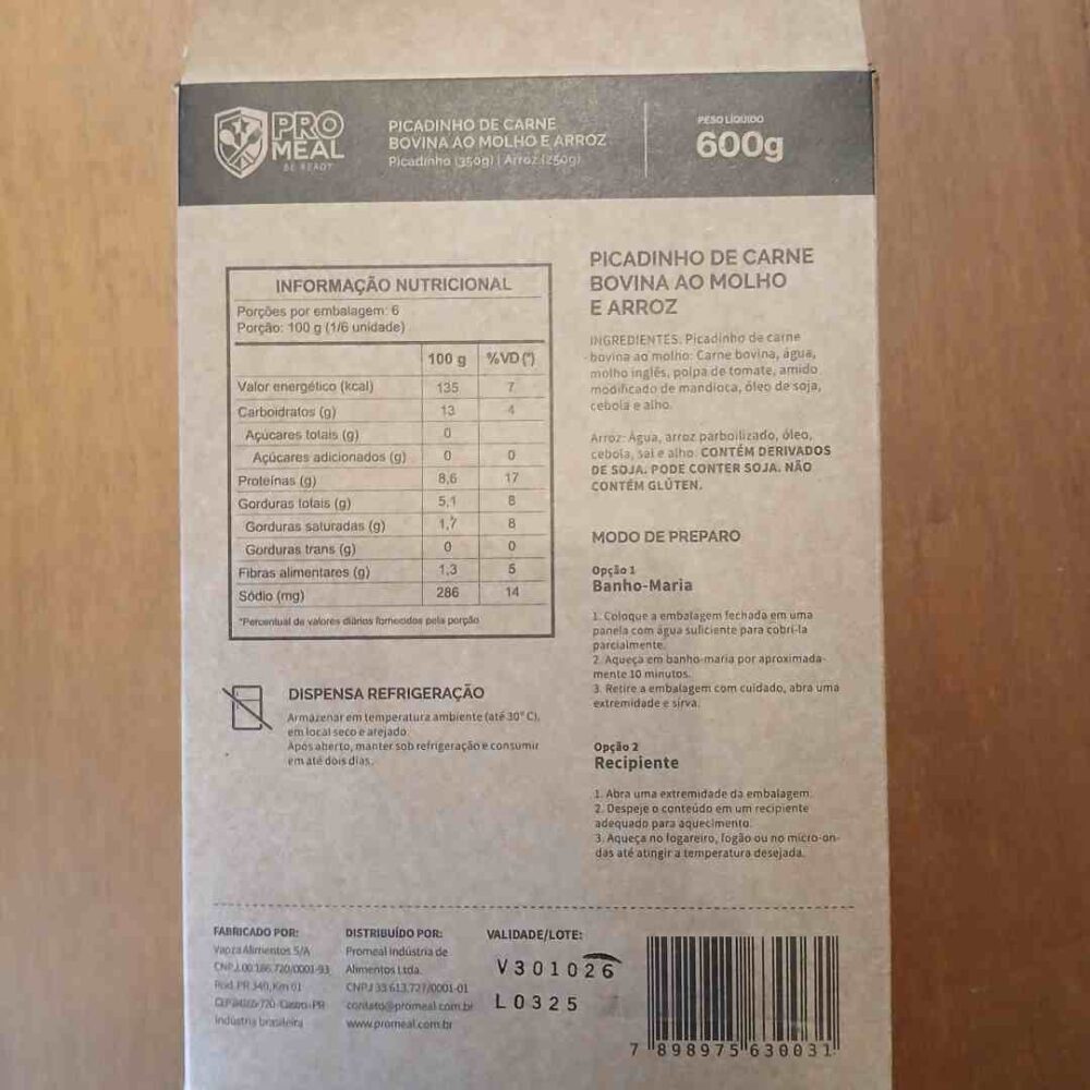 Refeição Picadinho de Carne Bovina ao Molho e Arroz Pro Meal Refeição Picadinho de Carne Bovina ao Molho e Arroz Pro Meal