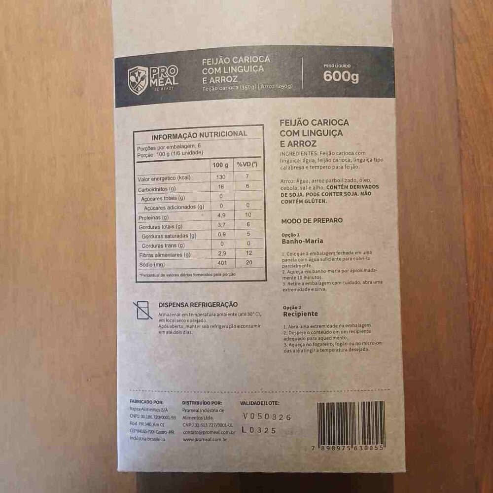 Refeição Feijão Carioca com Linguiça e Arroz Pro Meal Refeição Feijão Carioca com Linguiça e Arroz Pro Meal