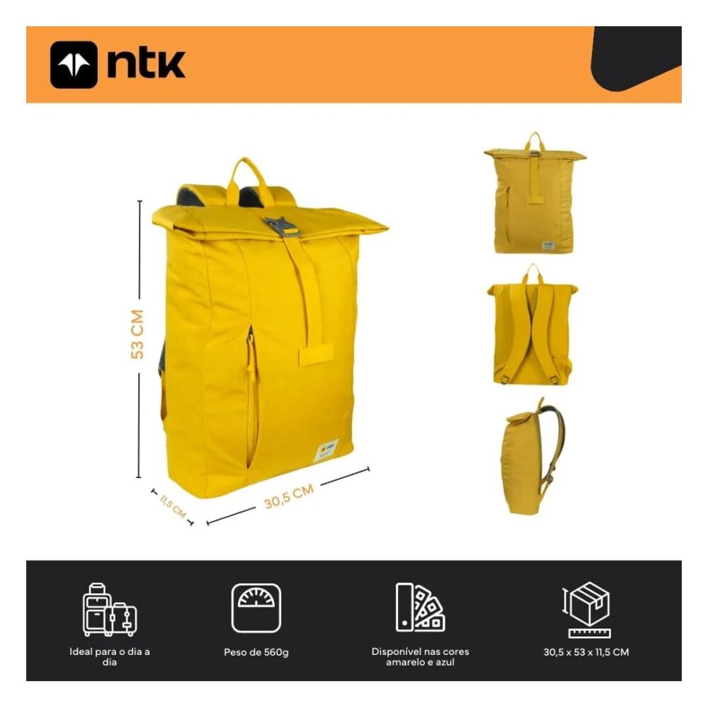 Mochila Foxy 20L Poliéster Amarela NTK