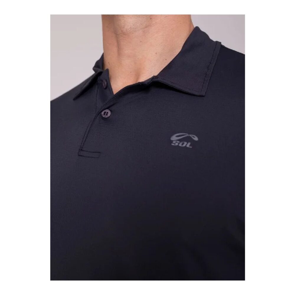 Camisa Polo Trajetória Masculina Preta Sol Sports