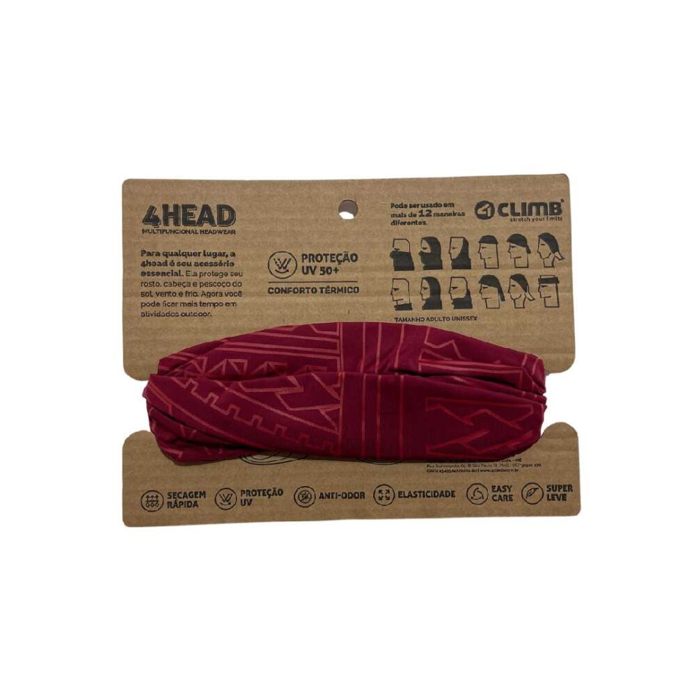 Bandana Dry Tech UV50+ Vermelho Escuro 4Climb