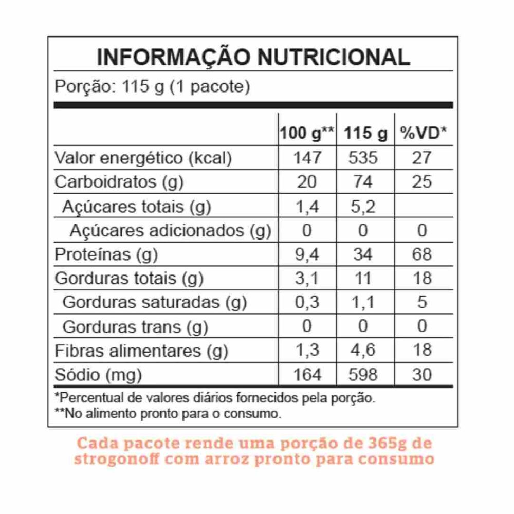 Strogonoff de Frango com Arroz 115g Liofilizado Lyovibes